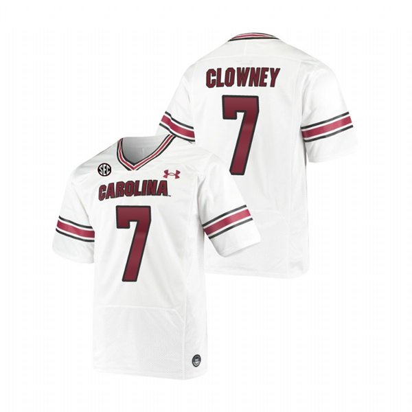  Mens South Carolina Gamecocks #7 Jadeveon Clowney White College Football Game Jersey 