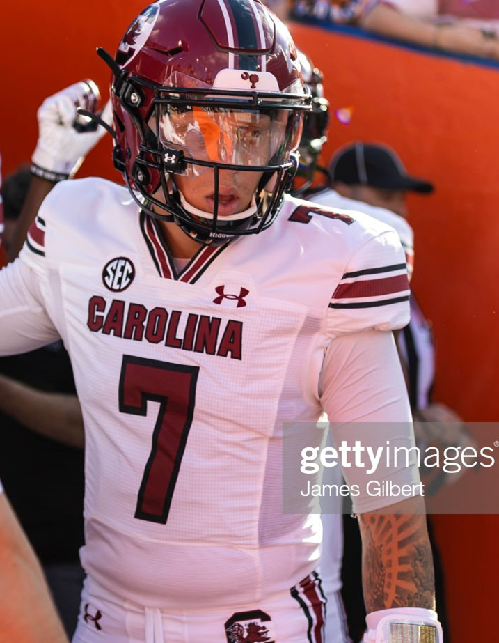  Mens South Carolina Gamecocks #7 Spencer Rattle White College Football Game Jersey 