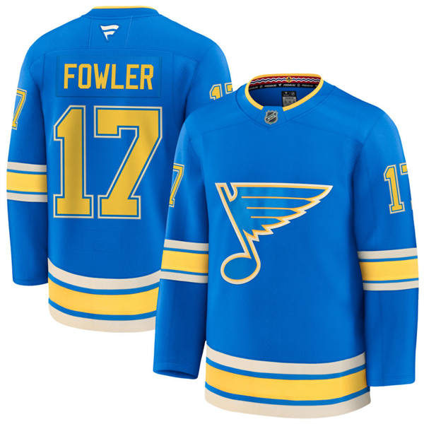  Mens St. Louis Blues #17 Cam Fowler Fanatics Light Blue Alternate Player Jersey 