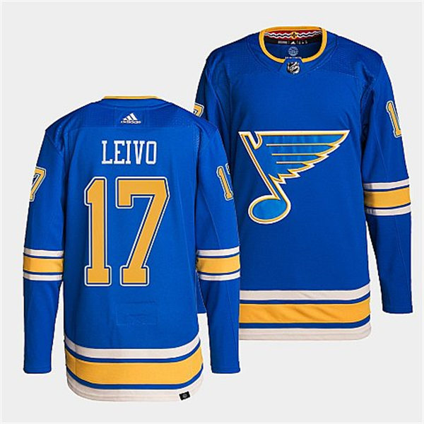  Mens St. Louis Blues #17 Josh Leivo Light Blue Alternate Player Jersey 