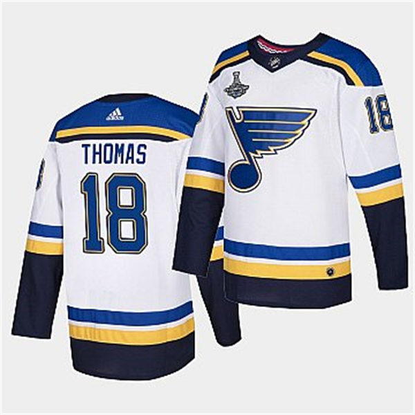  Mens St. Louis Blues #18 Robert Thomas White Away Player Jersey 