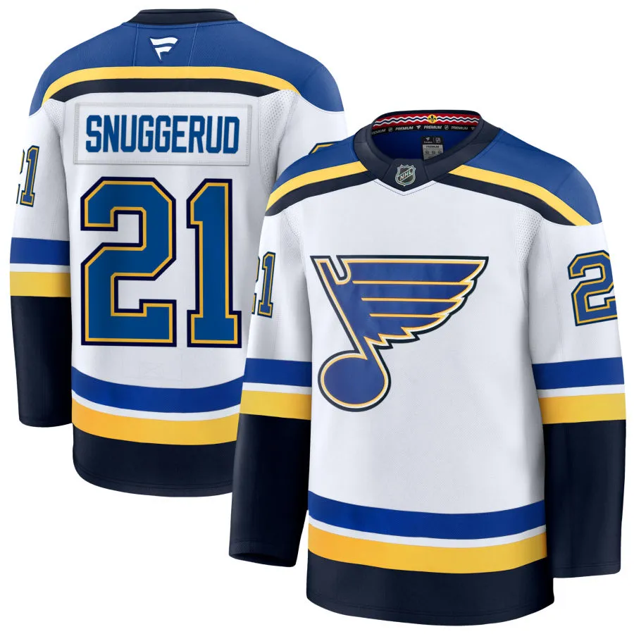  Mens St. Louis Blues #21 Jimmy Snuggerud Fanatics White Away Player Jersey 