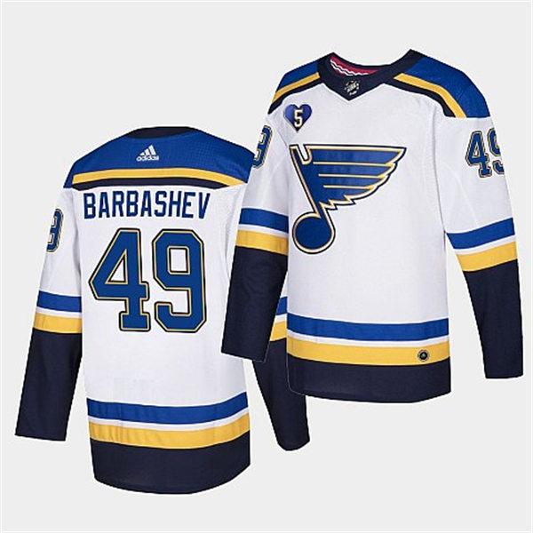  Mens St. Louis Blues #49 Ivan Barbashev White Away Player Jersey 
