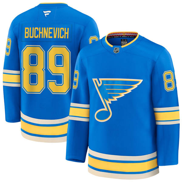  Mens St. Louis Blues #89 Pavel Buchnevich Fanatics Light Blue Alternate Player Jersey 