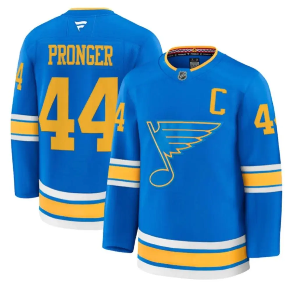  Mens St. Louis Blues Retired Player #44 Chris Pronger Fanatics 2025 Home Blue Player Premium Jersey 