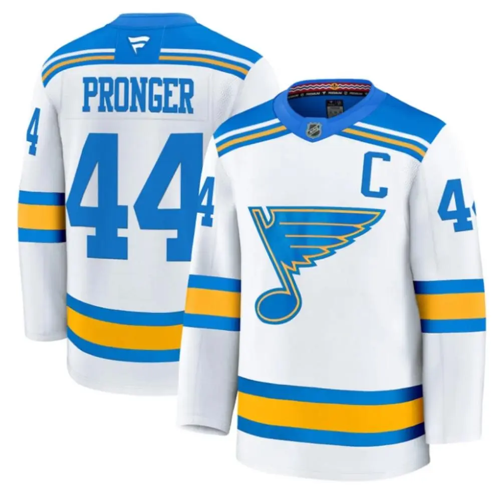  Mens St. Louis Blues Retired Player #44 Chris Pronger Fanatics 2025 White Away Player Premium Jersey 