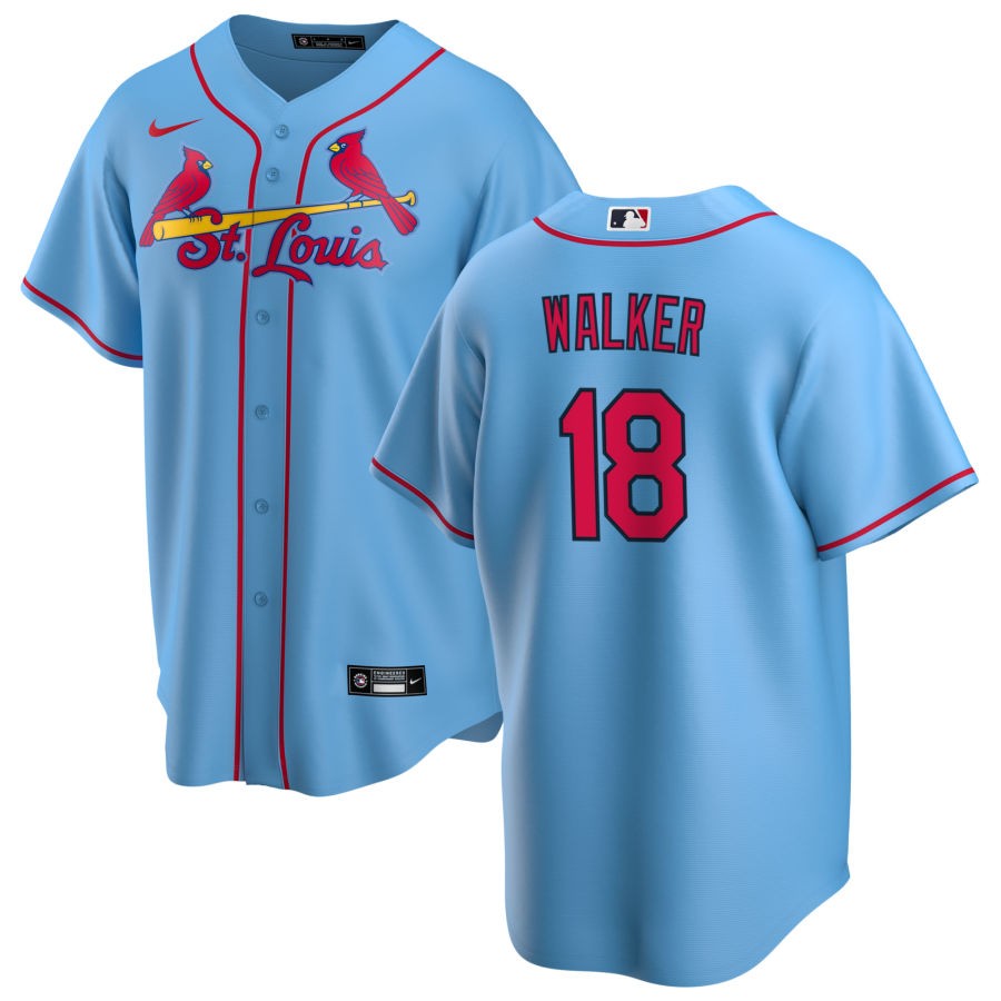  Mens St. Louis Cardinals #18 Jordan Walker Nike Light Blue Alternate CoolBase Jersey 