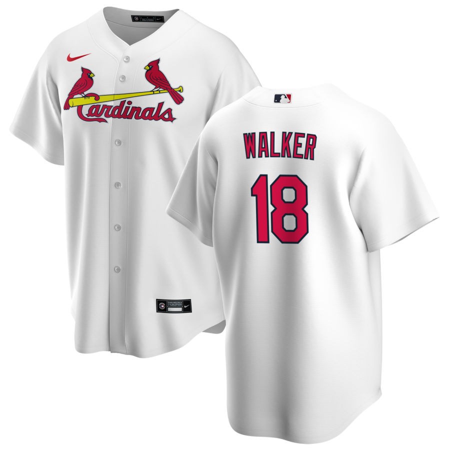  Mens St. Louis Cardinals #18 Jordan Walker Nike White Home CoolBase Jersey 