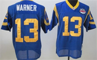  Mens St.Louis Rams #13 Kurt Warner 2000 Super Bowl Light Blue Mitchell & Ness Stitched Throwback Jersey 
