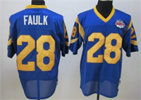  Mens St.Louis Rams #28 Marshall Faulk 2000 Super Bowl Light Blue Mitchell & Ness Stitched Throwback Jersey 