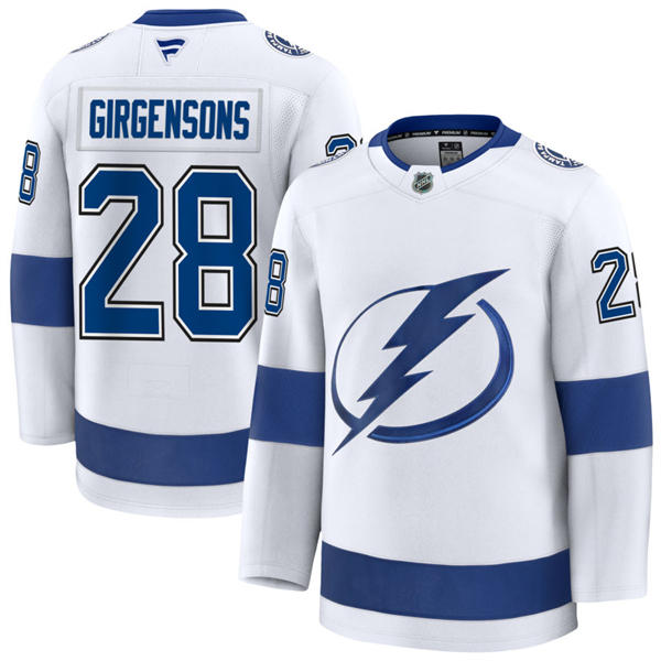  Mens Tampa Bay Lightning #28 Zemgus Girgensons Fanatics White Away Player Jersey 