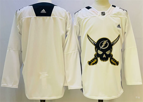  Mens Tampa Bay Lightning Blank 2023 White Gasparilla inspired Skull Logo Jersey 