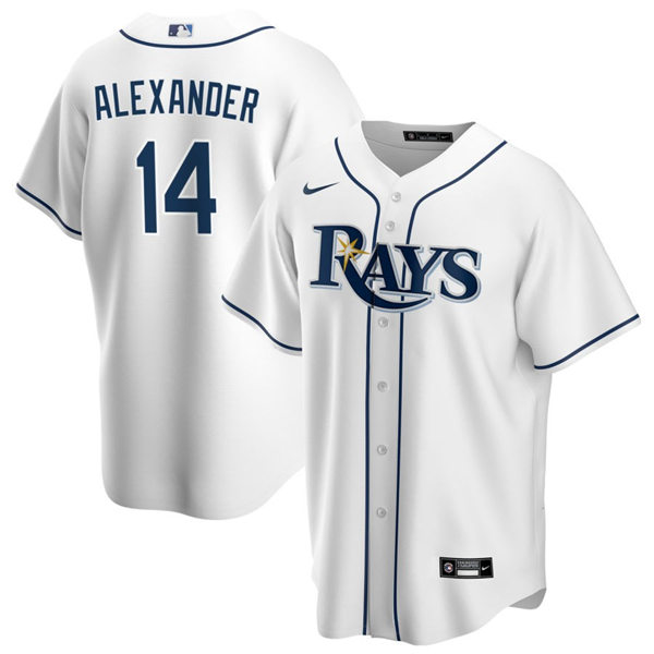  Mens Tampa Bay Rays #14 Tyler Alexander Nike White Home Limited Jersey 