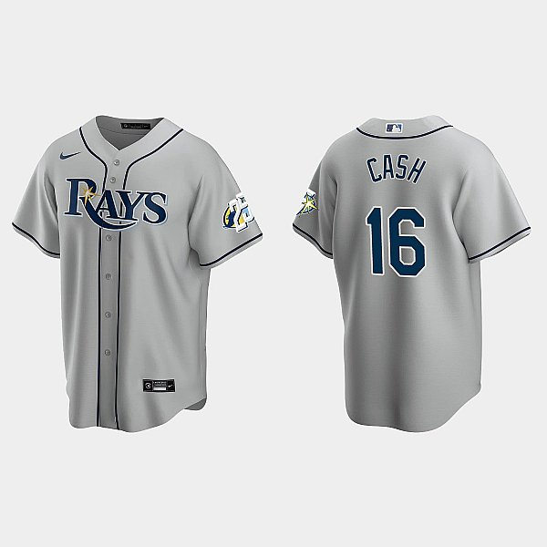  Mens Tampa Bay Rays #16 Kevin Cash Nike Gray Road Cool base Jersey 