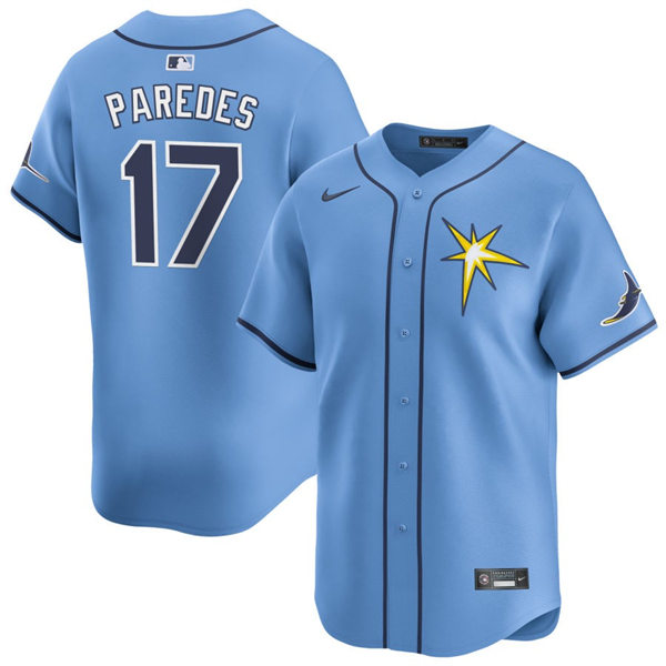  Mens Tampa Bay Rays #17 Isaac Paredes Light Blue With Star Alternate Limited Jersey 