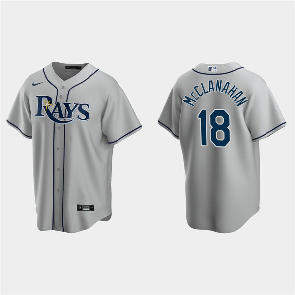  Mens Tampa Bay Rays #18 Shane McClanahan Nike Gray Road Cool base Jersey 