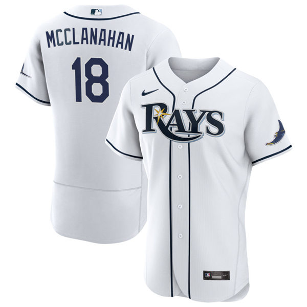  Mens Tampa Bay Rays #18 Shane McClanahan Nike White Home FlexBase Jersey 