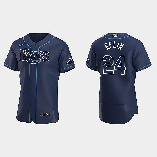  Mens Tampa Bay Rays #24 Zach Eflin Nike Navy Alternate Flex Base Player Jersey 