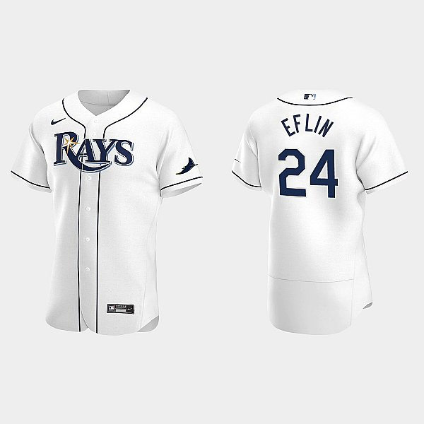  Mens Tampa Bay Rays #24 Zach Eflin Nike White Home Flex base Player Jersey 