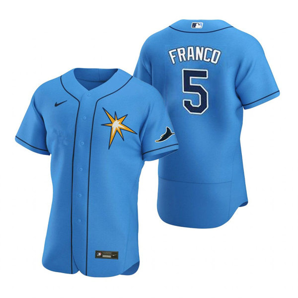  Mens Tampa Bay Rays #5 Wander Franco Light Blue Spring Training CoolBase Jersey 