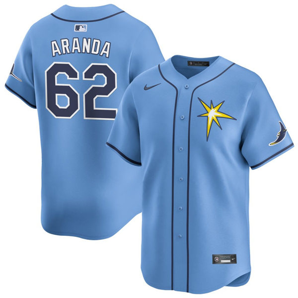 Mens Tampa Bay Rays #62 Jonathan Aranda Light Blue With Star Alternate Limited Jersey 
