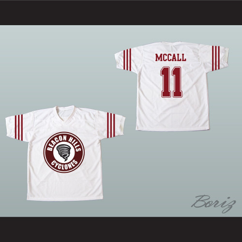  Mens Teen Wolf Beacon Hills Lacrosse Movie #11 Scott McCall White Alternate Football Jersey   