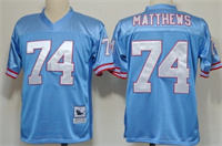  Mens Tennessee Titans #74 Bruce Matthews Light Blue Mitchell&Ness Throwback Jersey 