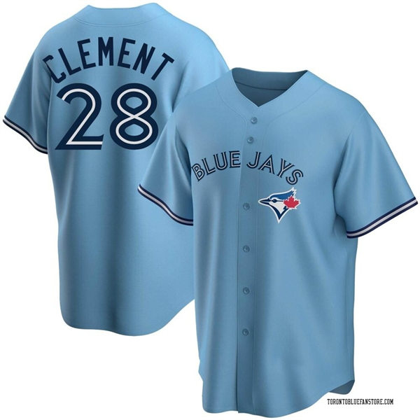  Mens Toronto Blue Jays #28 Ernie Clement Nike Powder Blue Alternate Limited Player Jersey 
