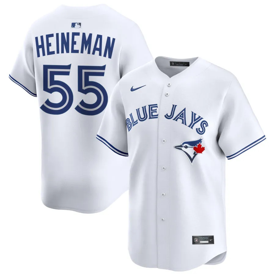  Mens Toronto Blue Jays #55 Tyler Heineman Nike White Home Limited Player Jersey 