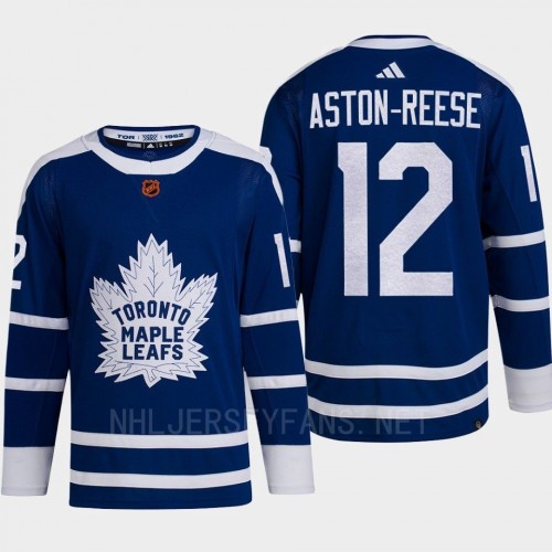  Mens Toronto Maple Leafs #12 Zach Aston-Reese Blue 2022 Reverse Retro Primegreen Jersey 