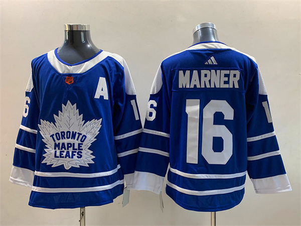  Mens Toronto Maple Leafs #16 Mitch Marner Blue 2022 Reverse Retro Primegreen Jersey 
