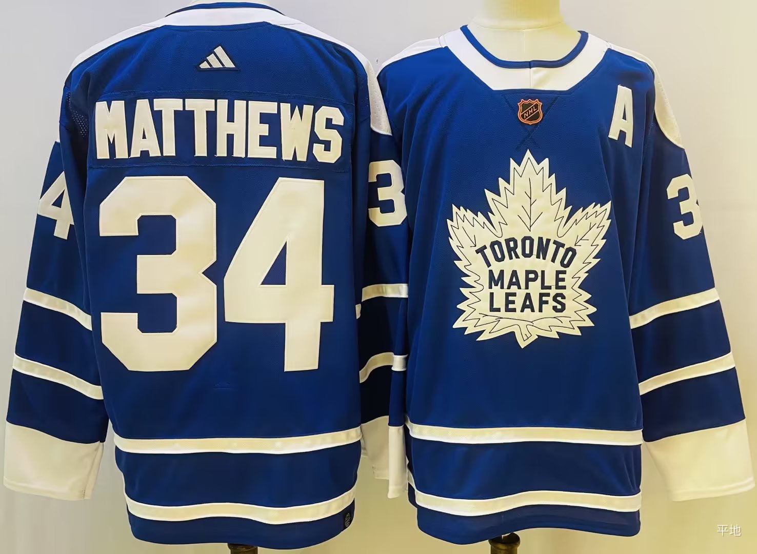  Mens Toronto Maple Leafs #34 Auston Matthews Blue 2022 Reverse Retro Primegreen Jersey 