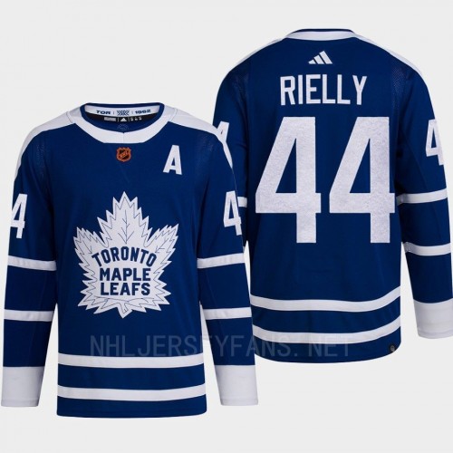  Mens Toronto Maple Leafs #44 Morgan Rielly Blue 2022 Reverse Retro Primegreen Jersey 