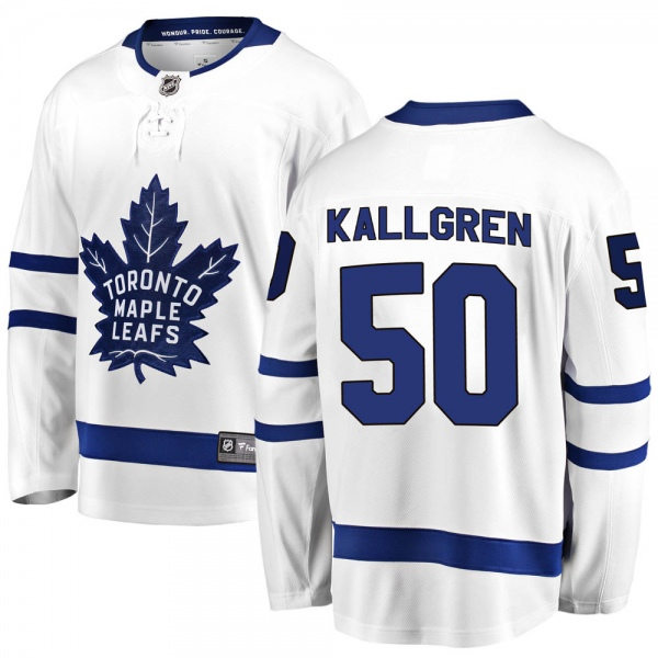  Mens Toronto Maple Leafs #50 Erik Kallgren Away White Player Jersey 
