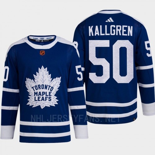  Mens Toronto Maple Leafs #50 Erik Kallgren Blue 2022 Reverse Retro Primegreen Jersey 