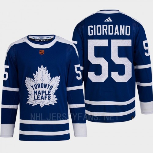  Mens Toronto Maple Leafs #55 Mark Giordano Blue 2022 Reverse Retro Primegreen Jersey 