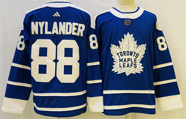  Mens Toronto Maple Leafs #88 William Nylander Blue 2022 Reverse Retro Primegreen Jersey 