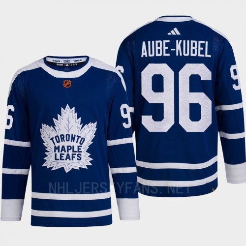  Mens Toronto Maple Leafs #96 Nicolas Aube-Kubel Blue 2022 Reverse Retro Primegreen Jersey 