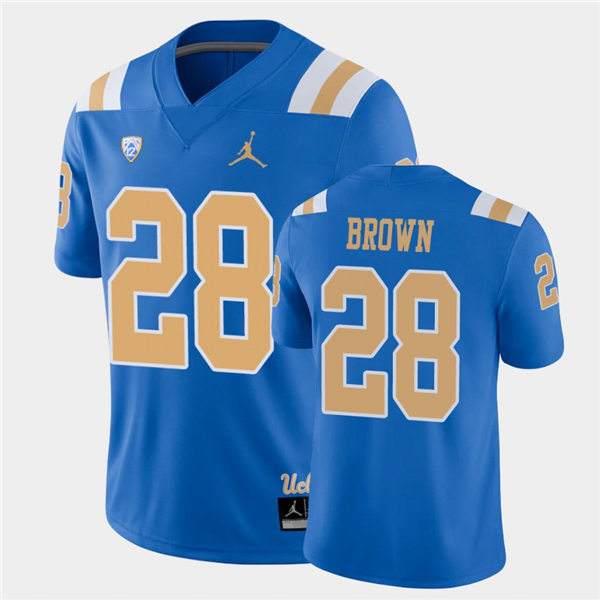 Mens UCLA Bruins #28 Brittain Brown 2021 Jordan Blue College Football Game Jersey