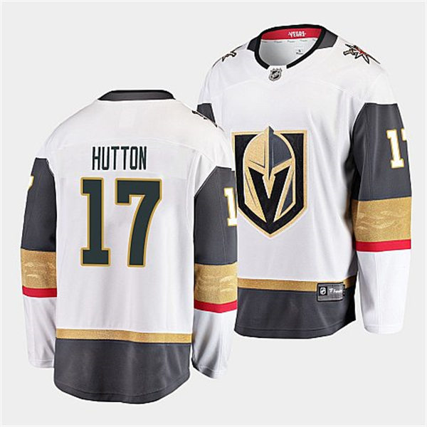  Mens Vegas Golden Knights #17 Ben Hutton White Away Authentic Primegreen Jersey 