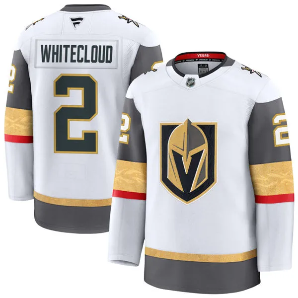  Mens Vegas Golden Knights #2 Zach Whitecloud Fanatics Away White Player Jersey 