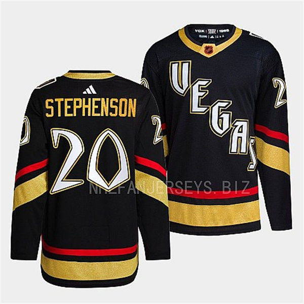  Mens Vegas Golden Knights #20 Chandler Stephenson Black 2022 Reverse Retro Primegreen Jersey 