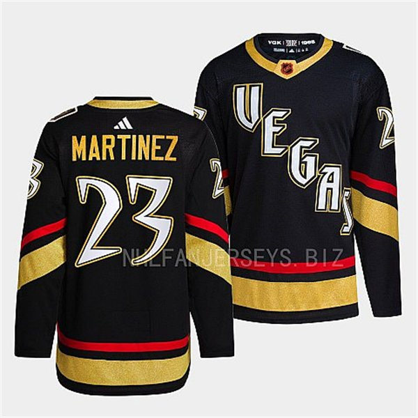  Mens Vegas Golden Knights #23 Alec Martinez Black 2022 Reverse Retro Primegreen Jersey 