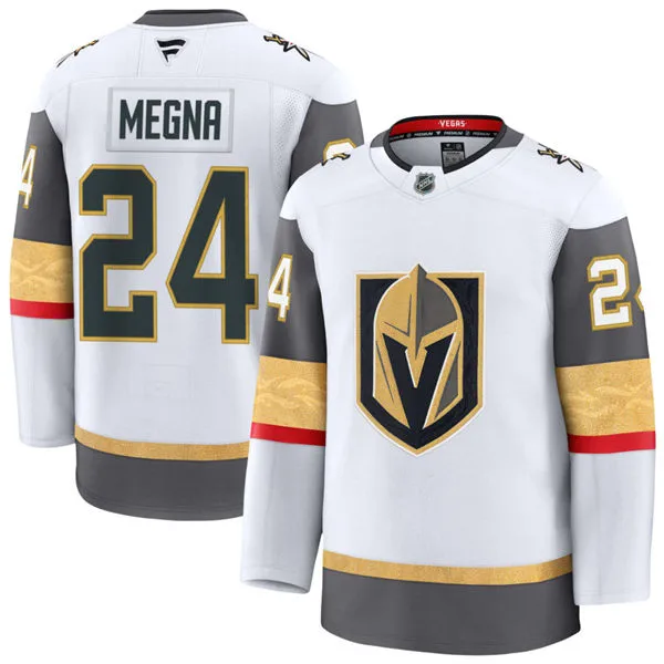  Mens Vegas Golden Knights #24 Jaycob Megna Fanatics Away White Player Jersey 