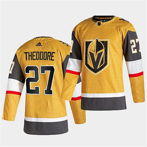  Mens Vegas Golden Knights #27 Shea Theodore Gold Alternate Authentic Primegreen Jersey 