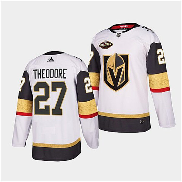  Mens Vegas Golden Knights #27 Shea Theodore White Away Authentic Primegreen Jersey 