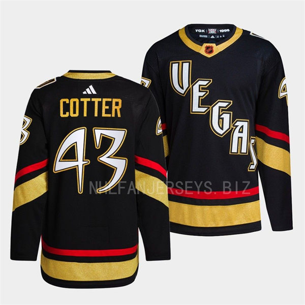 Mens Vegas Golden Knights #43 Paul Cotter Black 2022 Reverse Retro Primegreen Jersey 