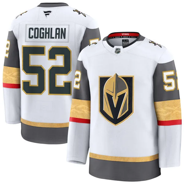  Mens Vegas Golden Knights #52 Dylan Coghlan Fanatics Away White Player Jersey 