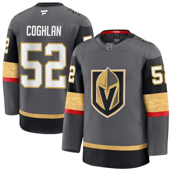  Mens Vegas Golden Knights #52 Dylan Coghlan Stitched Fanatics Gray Alternate Premium Jersey 