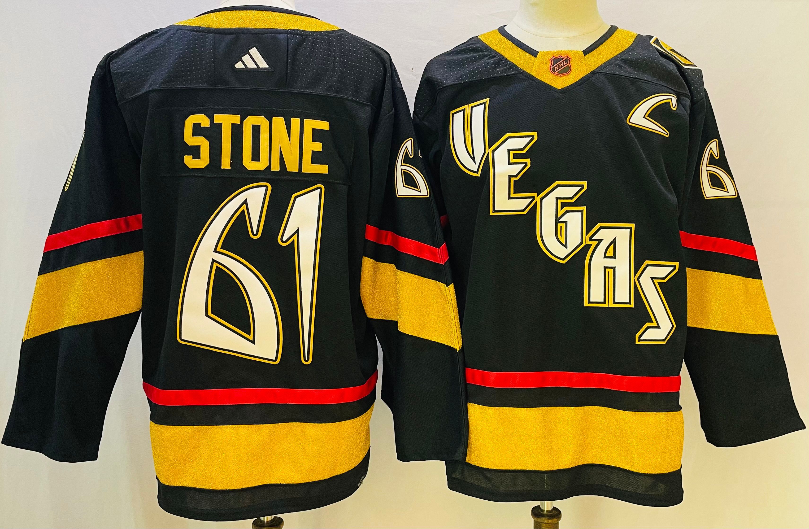  Mens Vegas Golden Knights #61 Mark Stone Black 2022 Reverse Retro Primegreen Jersey 